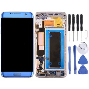 Original LCD Screen and Digitizer Full Assembly with Frame & Charging Port Board & Volume Button & Power Button for Galaxy S7 Edge / G935A(Blue)