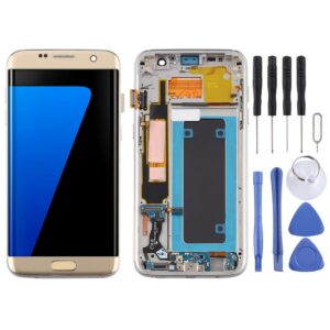 OLED LCD Screen for Samsung Galaxy S7 Edge / SM-G935F Digitizer Full Assembly with Frame (Gold)