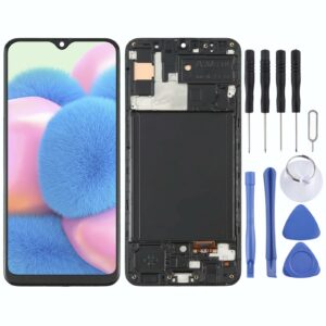 OLED LCD Screen for Samsung Galaxy A30S SM-A307 Digitizer Full Assembly with Frame (Black)