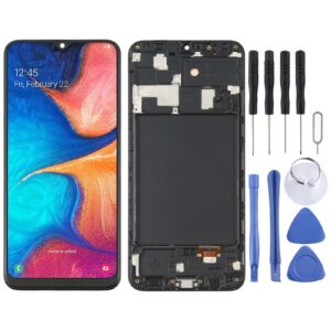 OLED LCD Screen for Samsung Galaxy A20 SM-A205 Digitizer Full Assembly with Frame (Black)