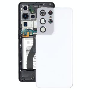 For Samsung Galaxy S21 Ultra 5G Battery Back Cover with Camera Lens Cover (White)
