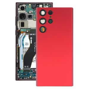 For Samsung Galaxy S22 Ultra 5G SM-S908B Battery Back Cover with Camera Lens Cover (Red)