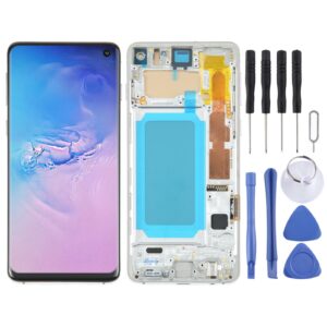 TFT LCD Screen For Samsung Galaxy S10 SM-G973 Digitizer Full Assembly with Frame,Not Supporting Fingerprint Identification(Silver)