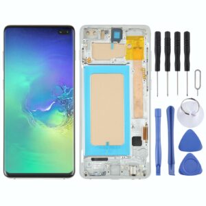 TFT LCD Screen For Samsung Galaxy S10+ SM-G975 Digitizer Full Assembly with Frame,Not Supporting Fingerprint Identification(Silver)