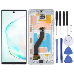 OLED LCD Screen For Samsung Galaxy Note10 SM-N970 Digitizer Full Assembly with Frame,Not Supporting Fingerprint Identification (Silver)