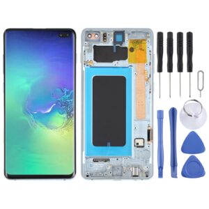 Original Super AMOLED LCD Screen for Samsung Galaxy S10+ Digitizer Full Assembly with Frame (Blue)