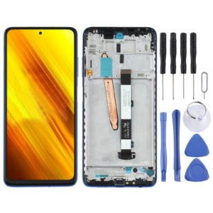 Original LCD Screen for Xiaomi Poco X3 NFC / Poco X3 Digitizer Full Assembly with Frame(Blue)