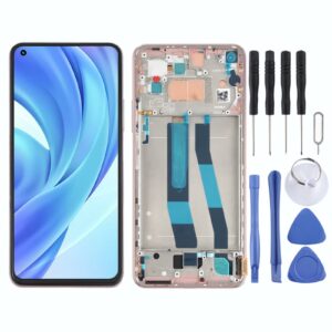 Original LCD Screen for Xiaomi Mi 11 Lite 4G/11 Lite 5G NE M2101K9AG M2101K9AI Digitizer Full Assembly with Frame(Gold)