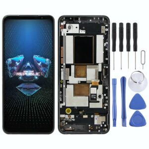 Original AMOLED LCD Screen for Asus ROG Phone 5 ZS673KS 1B048IN I005DB I005DA Digitizer Full Assembly with Frame（Black)