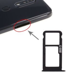 SIM Card Tray + SIM Card Tray / Micro SD Card Tray for Nokia 7.1 / TA-1100 TA-1096 TA-1095 TA-1085 TA-1097 (Black)
