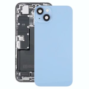 Glass Battery Back Cover with Holder for iPhone 14 Plus(Blue)