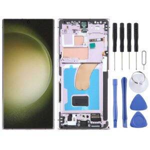 For Samsung Galaxy S23 Ultra SM-S918B Original LCD Screen Digitizer Full Assembly with Frame (Purple)
