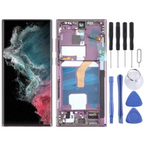 For Samsung Galaxy S22 Ultra 5G SM-S908B EU Edition OLED LCD Screen Digitizer Full Assembly with Frame (Purple)