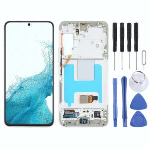 For Samsung Galaxy S22 5G SM-S901B Original LCD Screen Digitizer Full Assembly with Frame (White)