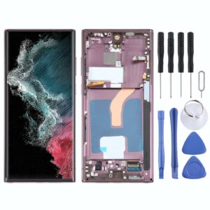 For Samsung Galaxy S22 Ultra 5G SM-S908B Original LCD Screen Digitizer Full Assembly with Frame (Purple)
