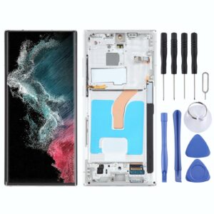For Samsung Galaxy S22 Ultra 5G SM-S908B Original LCD Screen Digitizer Full Assembly with Frame (White)