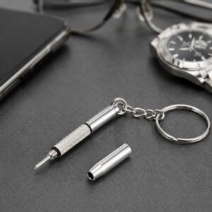 3 in 1 Professional Screwdriver (Cross 1.5, Straight 1.5,Star Nut M2.5) Repair Tool with Keychain for Smart Phone, Watches,Glasses(Silver)